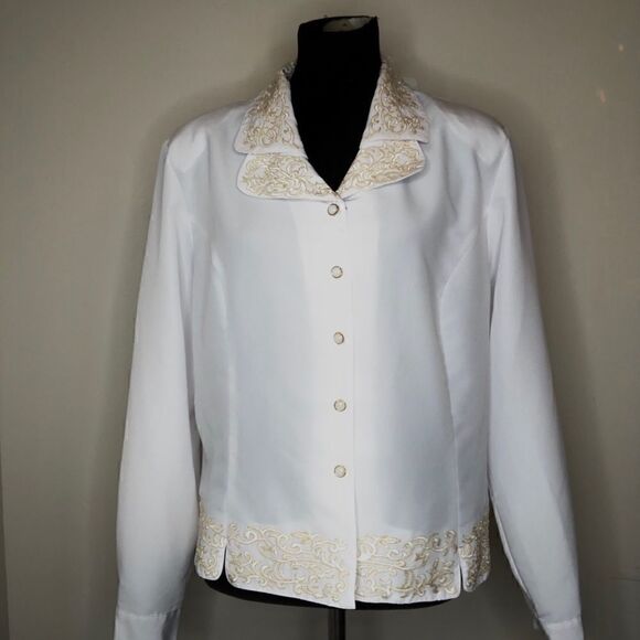 Perlita White Choir Performance Blouse – Western / Formal Concert Top | Size XL - Picture 2 of 8